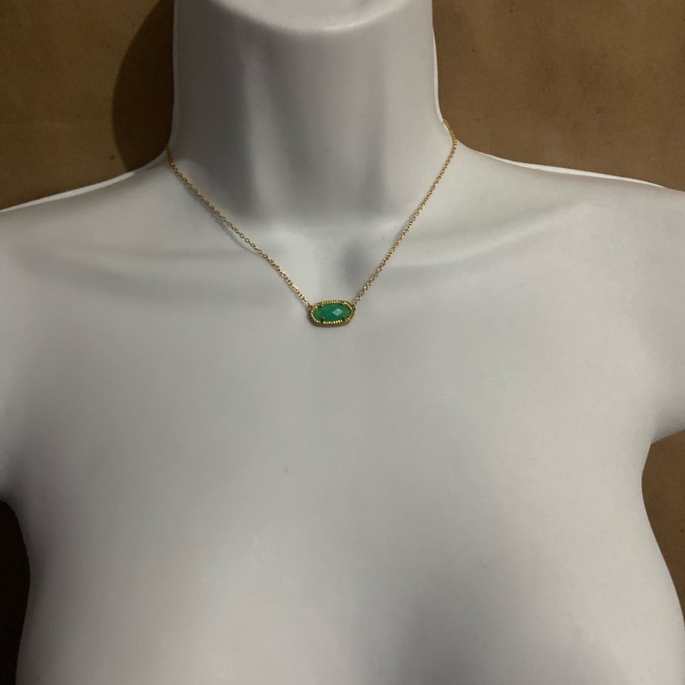 Kendra Scott Gold Necklace with Green Pendant